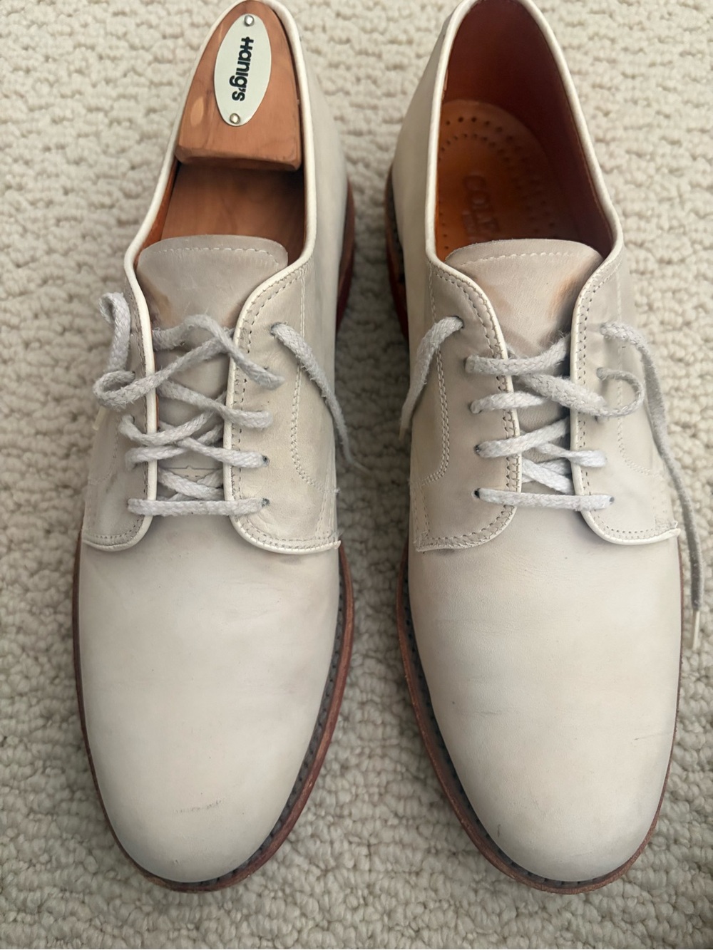 Cole-Haan Men’s Cream Leather Derby Shoes